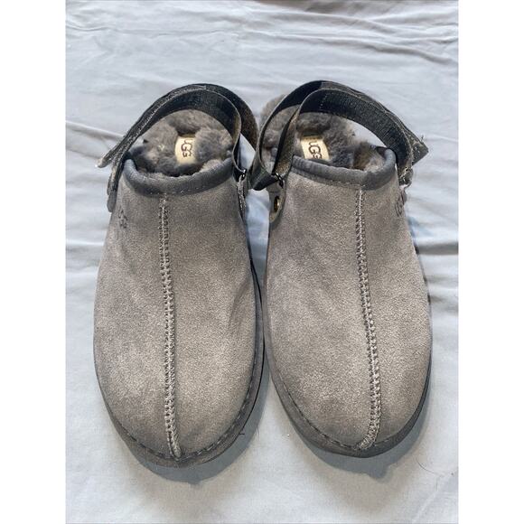 UGG Goldenstar Slingback Clog Size 13 Charcoal Gray Suede with Plush Lining NWOT - Picture 1 of 6